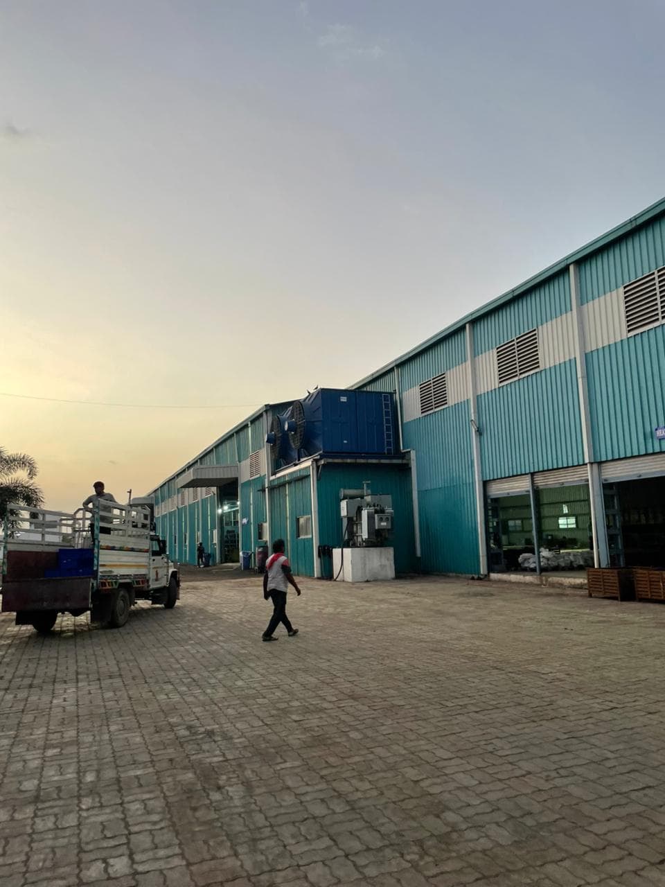 Panoramic view of the plant interior with equipment under power.